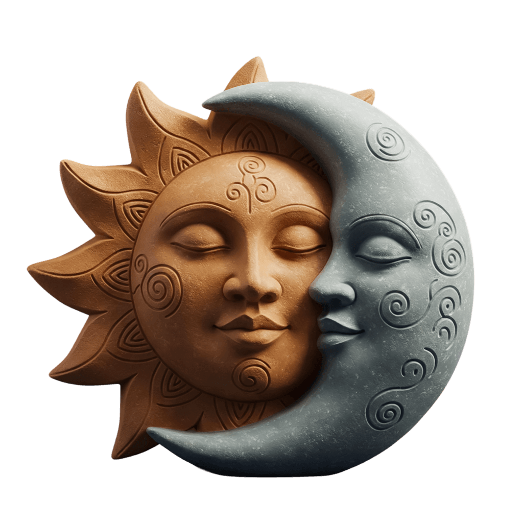 Moon and Sun merging together and the logo visualisation of Ciole